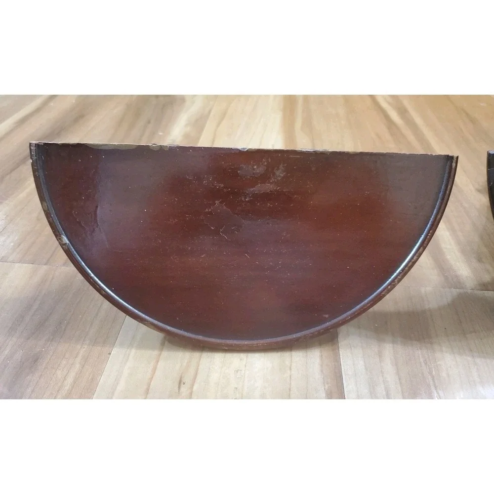 Vintage Set Of 2 Wall Sconce Solid Wood Federal Style Shelf Fluted Half Moon
